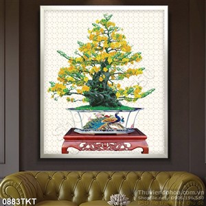 Tranh kim tiền chậu mai treo tường