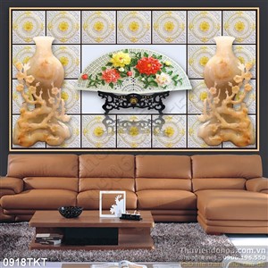 Tranh kim tiền giả ngọc bình cổ