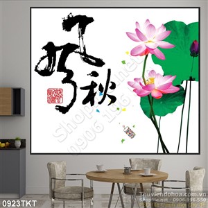 Tranh thư pháp hoa sen phong thủy
