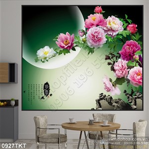 Tranh thư pháp hoa hồng