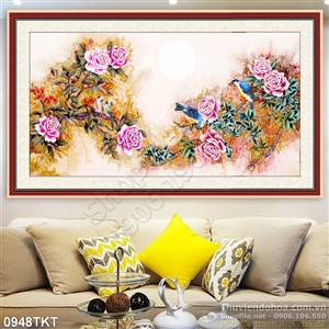 Tranh thư pháp hoa hồng nghệ thuật