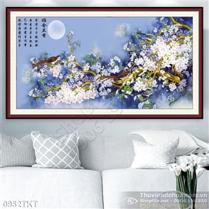 Tranh thư pháp hoa đào trang trí