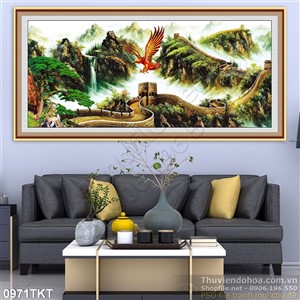 Tranh thư pháp vạn lý trường thành và đại bàng