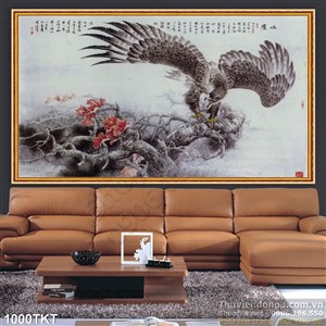 Tranh thư pháp đại bàng và mùa xuân