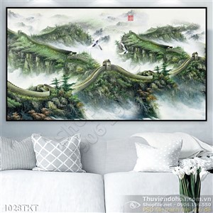 Tranh thư pháp non nước phong thủy