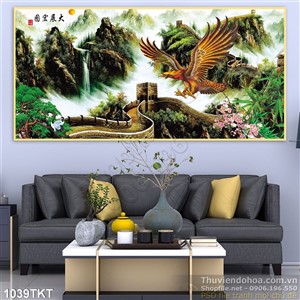 Tranh thư pháp đại bàng tung cánh