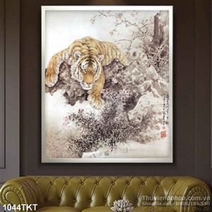 Tranh thư pháp hổ và mùa đông