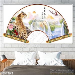 Tranh thư pháp hổ và sơn thủy