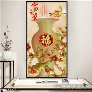 Tranh kim tiền bình cổ trang trí