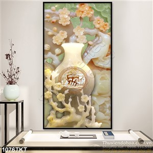 Tranh kim tiền giả ngọc bình cổ