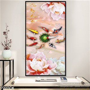 Tranh khổ dọc giả ngọc hoa mẫu đơn file psd Tranh khổ dọc giả ngọc hoa mẫu đơn file psd
