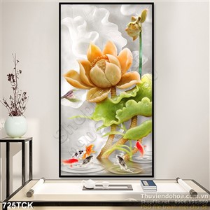 Tranh hoa sen giả ngọc khổ dọc wall Tranh hoa sen giả ngọc khổ dọc wall