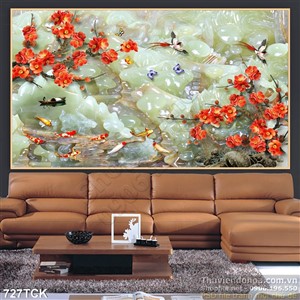 Tranh decor wall giả ngọc cá chép Tranh decor wall giả ngọc cá chép