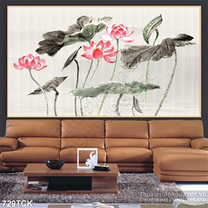 Tranh wall vẽ tay nghệ thuật hoa sen Tranh wall vẽ tay nghệ thuật hoa sen