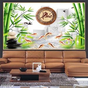 Tranh 3d chữ phú cá chép Tranh 3d chữ phú cá chép