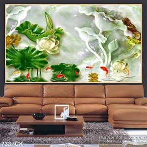 Tranh wall giải ngọc 3d hoa sen Tranh wall giải ngọc 3d hoa sen