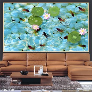 Tranh cá vàng bơi tung tăng 3d Tranh cá vàng bơi tung tăng 3d