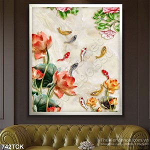 Tranh 3d giả ngọc hoa sen Tranh 3d giả ngọc hoa sen