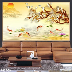 Tranh 3d nghệ thuật cá chép in uv Tranh 3d nghệ thuật cá chép in uv