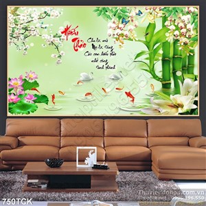Tranh 3d hiếu thảo thiên nga và hoa sen uv Tranh 3d hiếu thảo thiên nga và hoa sen uv