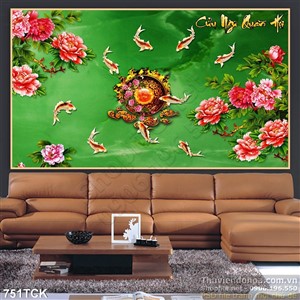 Tranh viên ngọc quý và cá chép decor wall Tranh viên ngọc quý và cá chép decor wall