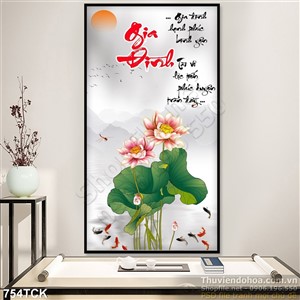 Tranh gia đình hoa sen uv file psd Tranh gia đình hoa sen uv file psd