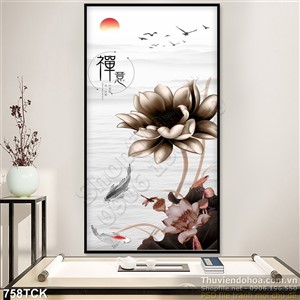 Tranh hoa sen thư pháp đẹp 3d Tranh hoa sen thư pháp đẹp 3d