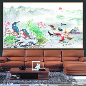 Tranh cá chép in uv wall phong thủy Tranh cá chép in uv wall phong thủy