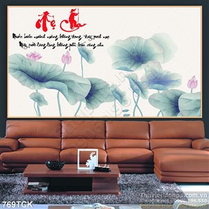 Tranh psd in uv cha mẹ hoa sen Tranh psd in uv cha mẹ hoa sen