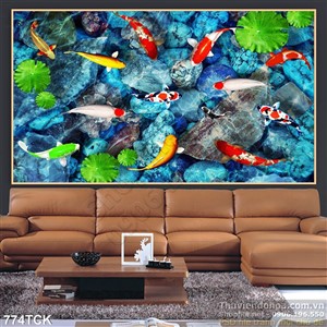 Tranh cá chép in uv ấn tượng Tranh cá chép in uv ấn tượng