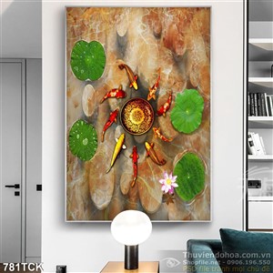 Tranh decor cá chép wall 3d Tranh decor cá chép wall 3d