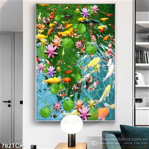 Tranh in uv đàn cá chép khổng lồ Tranh in uv đàn cá chép khổng lồ