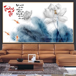 Tranh trường thọ wall hoa sen vẽ Tranh trường thọ wall hoa sen vẽ