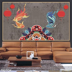 Tranh vẽ  cá chép đẹp ấn tượng wall Tranh vẽ  cá chép đẹp ấn tượng wall