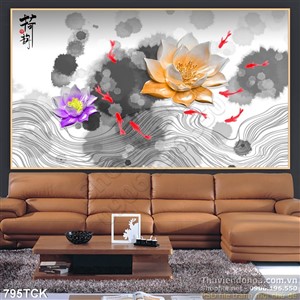 Tranh nghệ thuật hoa sen đẹp 3d Tranh nghệ thuật hoa sen đẹp 3d