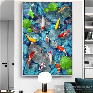 Tranh cá chép bơi  dưới nước Tranh cá chép bơi  dưới nước