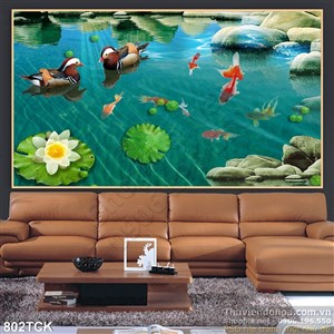 Tranh 3d in uv và đôi vịt trời Tranh 3d in uv và đôi vịt trời