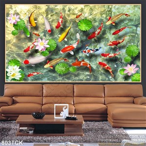 Tranh đàn cá chép đẹp wall in uv Tranh đàn cá chép đẹp wall in uv