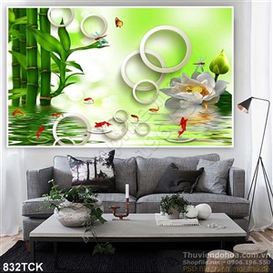 Tranh 3d hoa sen trắng psd in uv đẹp Tranh 3d hoa sen trắng psd in uv đẹp