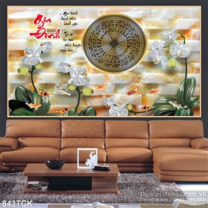 Tranh 3d in uv giả ngọc hoa lan Tranh 3d in uv giả ngọc hoa lan