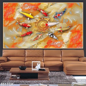 Tranh nền giả ngọc và cá koi đẹp in uv file psd Tranh nền giả ngọc và cá koi đẹp in uv file psd