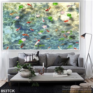 Tranh cá koi bơi lội dưới nước đẹp Tranh cá koi bơi lội dưới nước đẹp