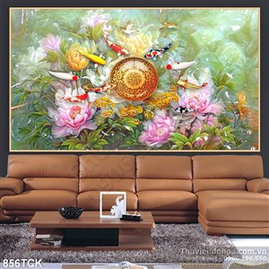 Tranh giả ngọc cá koi wall Tranh giả ngọc cá koi wall