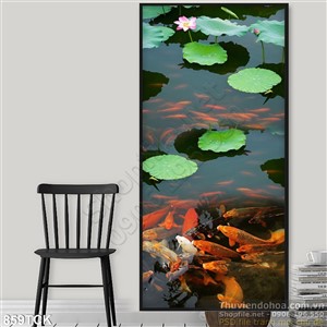 Tranh khổ dọc hồ cá koi đẹp 3d Tranh khổ dọc hồ cá koi đẹp 3d