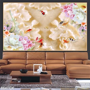 Tranh hoa sen giả ngọc 3d đẹp in uv Tranh hoa sen giả ngọc 3d đẹp in uv