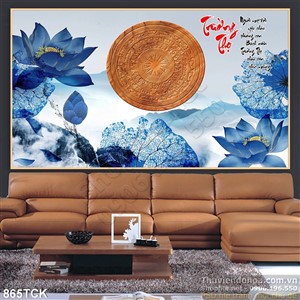 Tranh trường thọ hoa sen vẽ tay đẹp Tranh trường thọ hoa sen vẽ tay đẹp