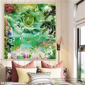 Tranh chữ phúc giả ngọc hoa sen đẹp 3d Tranh chữ phúc giả ngọc hoa sen đẹp 3d