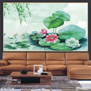 Tranh hoa sen bức họa đẹp in uv Tranh hoa sen bức họa đẹp in uv