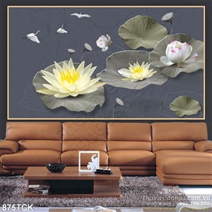Tranh 3d wall hoa sen trên mặt hồ Tranh 3d wall hoa sen trên mặt hồ
