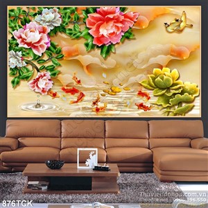 Tranh hoa mẫu đơn in uv giả ngọc đẹp Tranh hoa mẫu đơn in uv giả ngọc đẹp